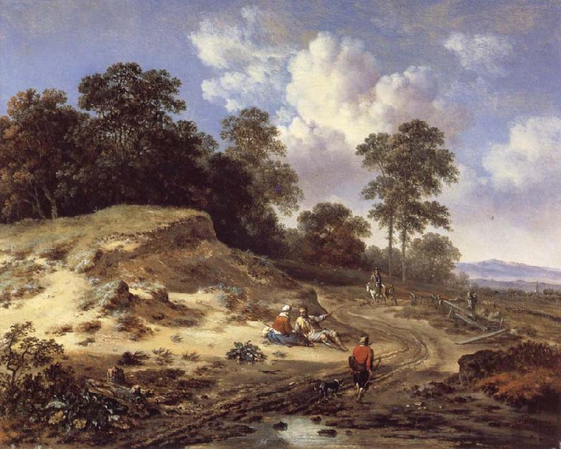 Jan Wijnants A Track by a Dune,with Peasants and a Horseman Norge oil painting art